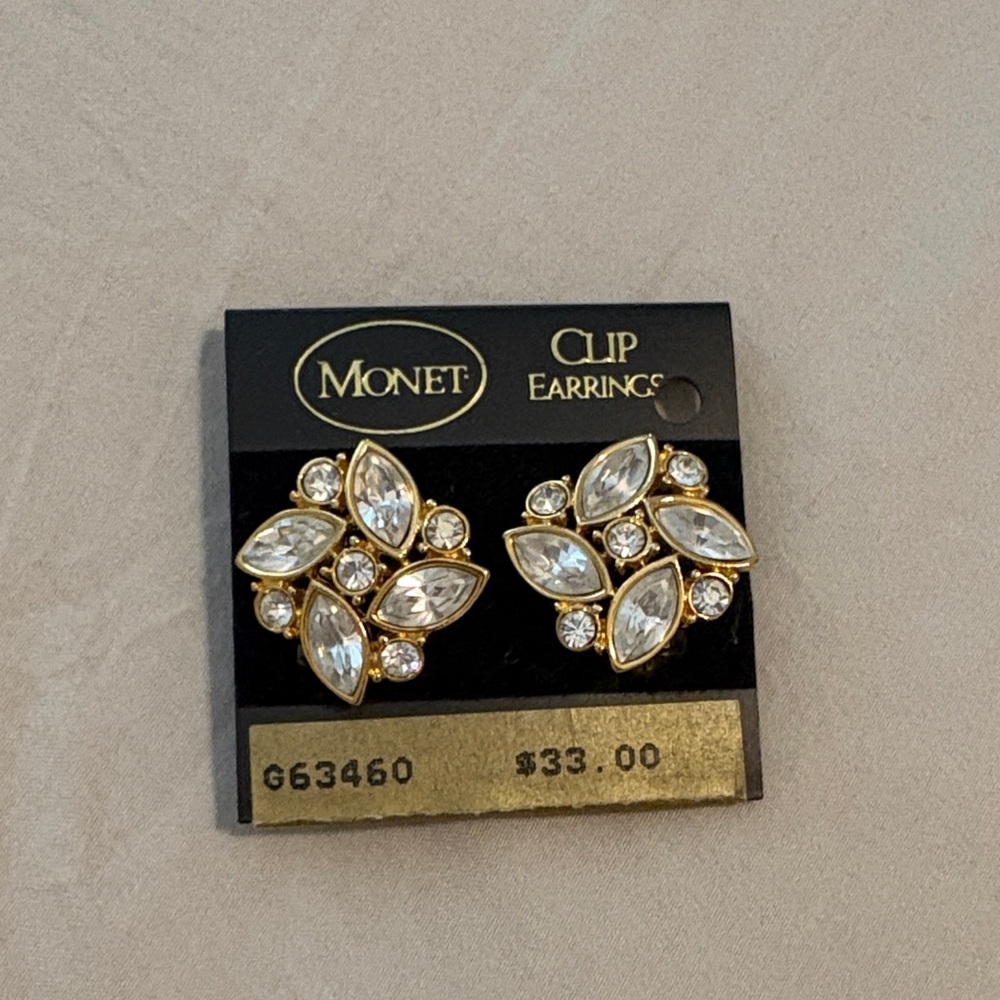 Monet Gold and Silver Floral Clip Earrings